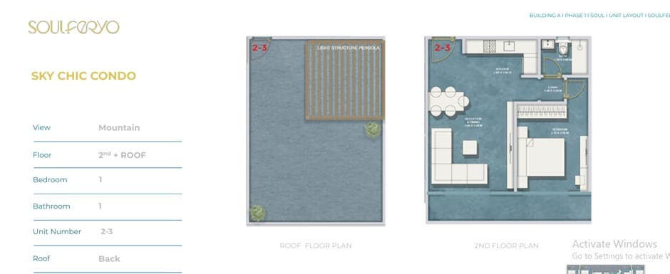 1 Bedroom 77 m² + 46 m² Roof