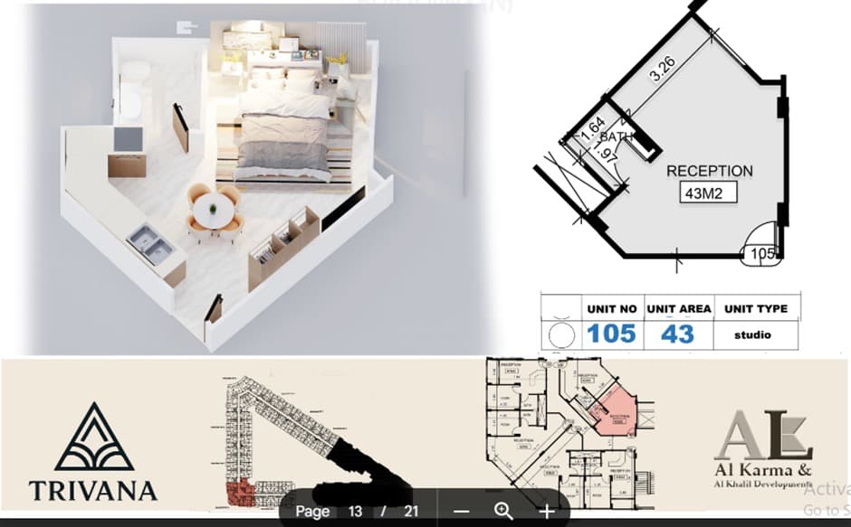 Studio 43 m²
